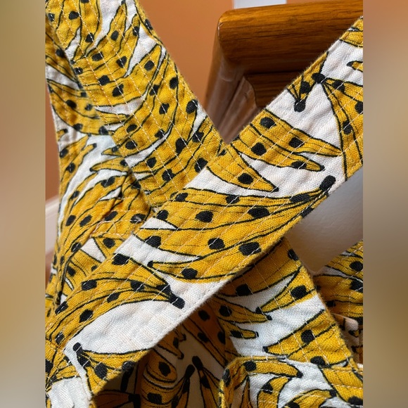 FARM RIO super cute linen/cotton lined dress; XS, wooden buttons, cross straps - Picture 4 of 15